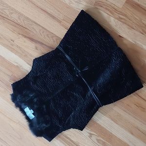 Jaclyn Smith Suade Vest with Faux Fur Collar